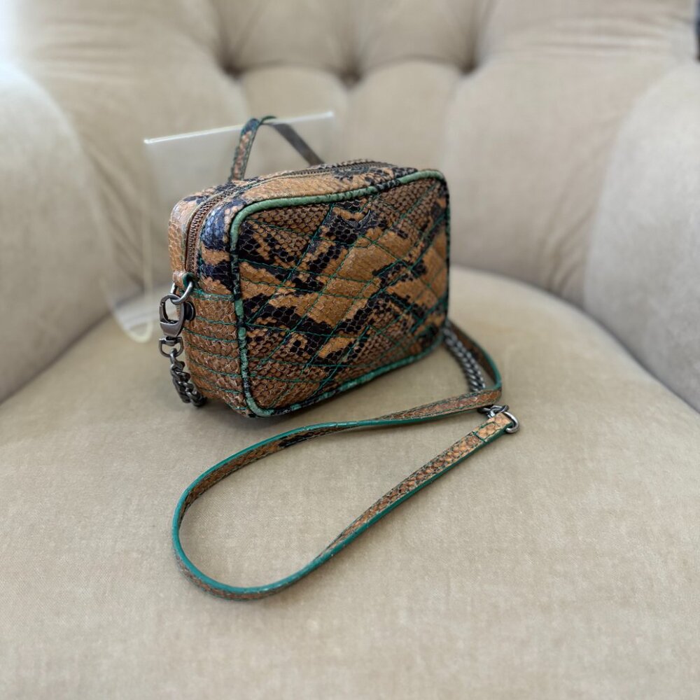 Auth. ZADIG & VOLTAIRE Genuine Python Quilted MINI Crossbody Clutch Bag - Picture 3 of 8